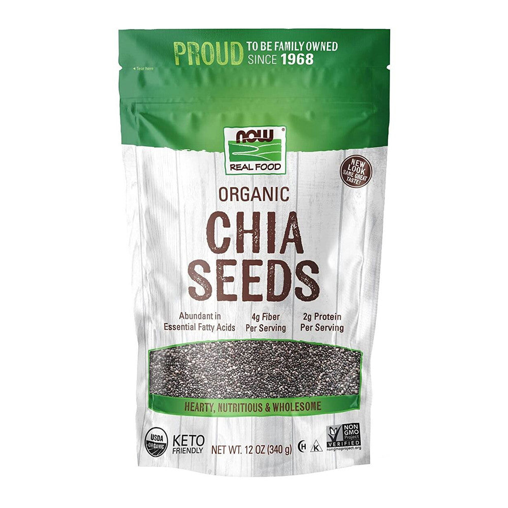 Now Foods Organic Black Chia Seeds Non Gmo Source of Healthy Fatty Acids and Fiber, 12 Oz